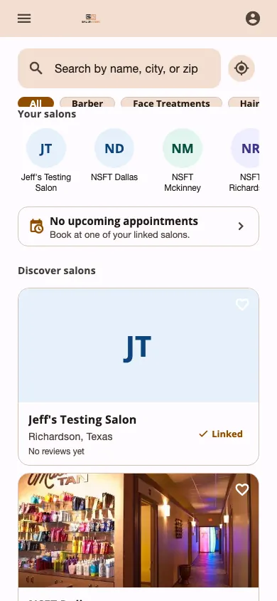 Salon discovery on a phone